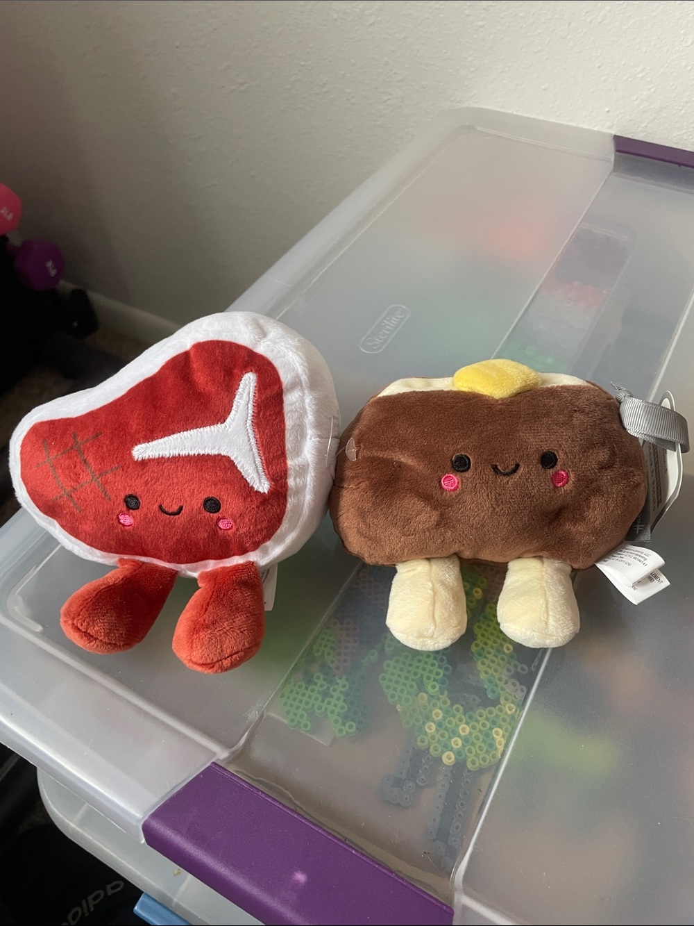 Hallmark Red Steak and Brown Pancake Plush Duo